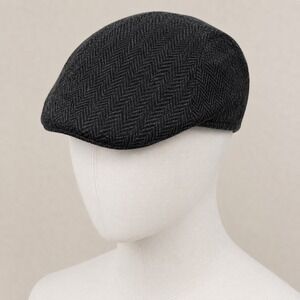 Hanna Hats Donegal Harris Tweed Flat Cap Mens XL Grey Herringbone Wool Ireland